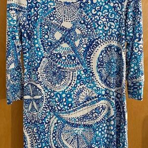 Lilly Pulitzer Blue and White Midi Dress
